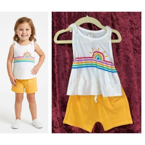 Tucker + Tate Other - Tucker + Tate Girls' rainbow bividi and shorts set.